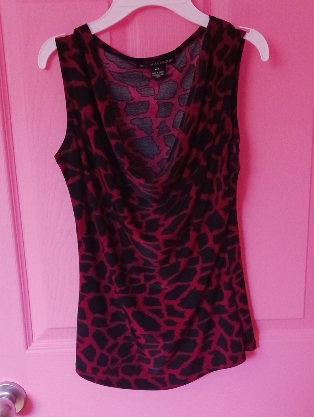 Beechers BROOK Red and Black Cowl Neck Sleeveless Tank